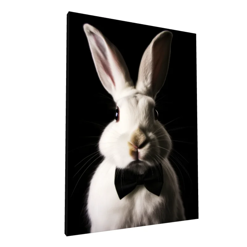 Tablou canvas: Iepure Elegant cu Papion Negru - Image 1
