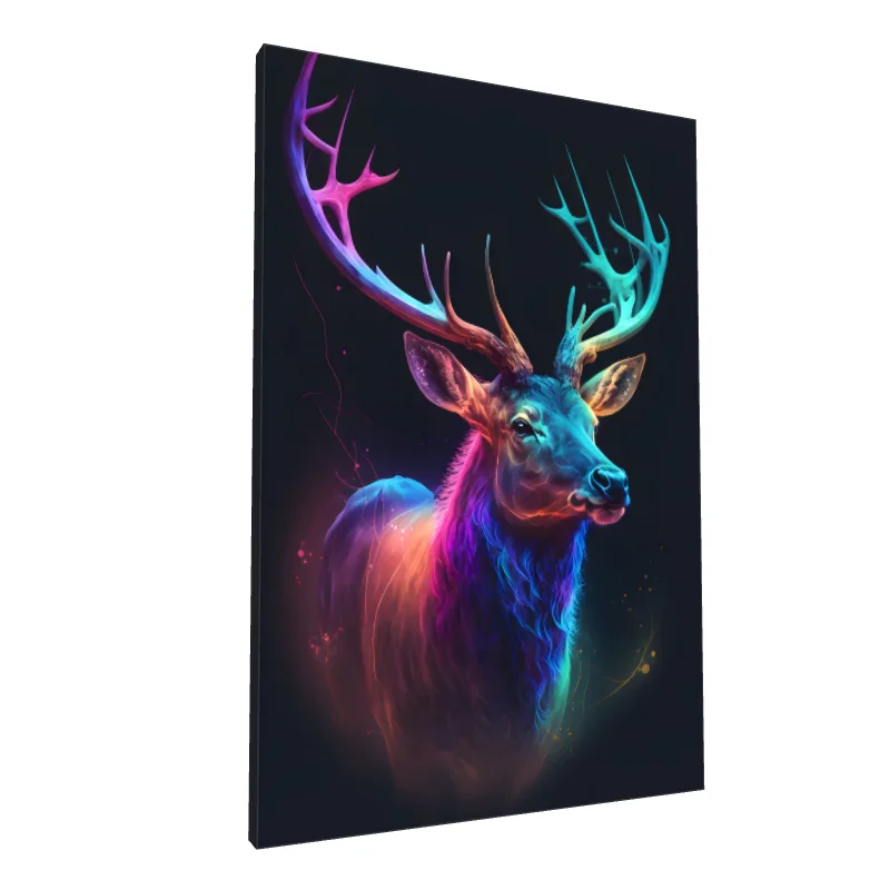Tablou canvas: Cerb în Culori Neon Pe Fundal Întunecat - Image 1