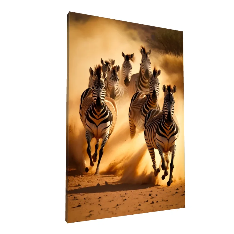 Tablou canvas: Zebre în Alergare prin Deșert - Image 1