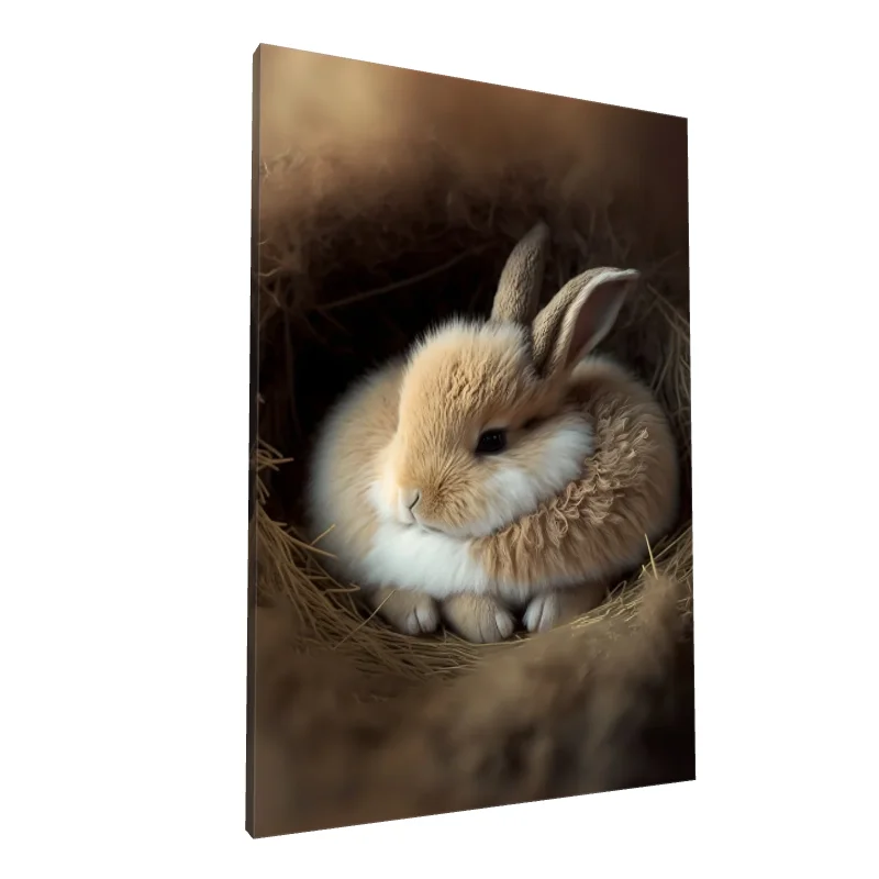 Tablou canvas: Iepure Pufos în Cuib de Paie - Image 1