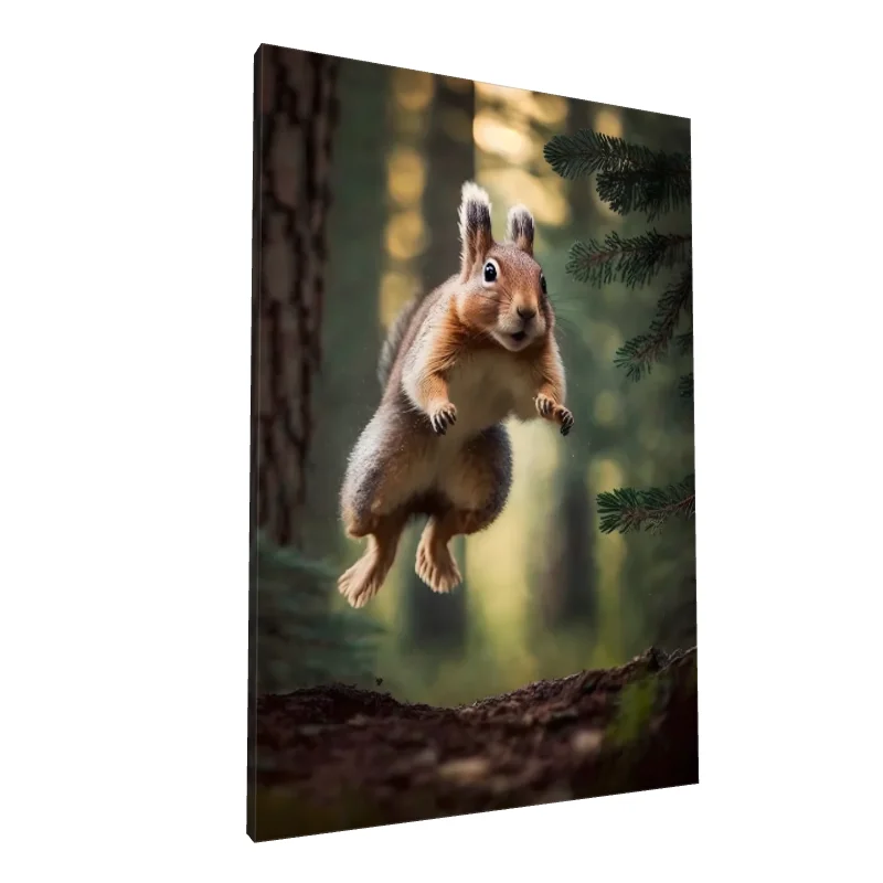 Tablou canvas: Veveriță în Salt în Pădure - Image 1
