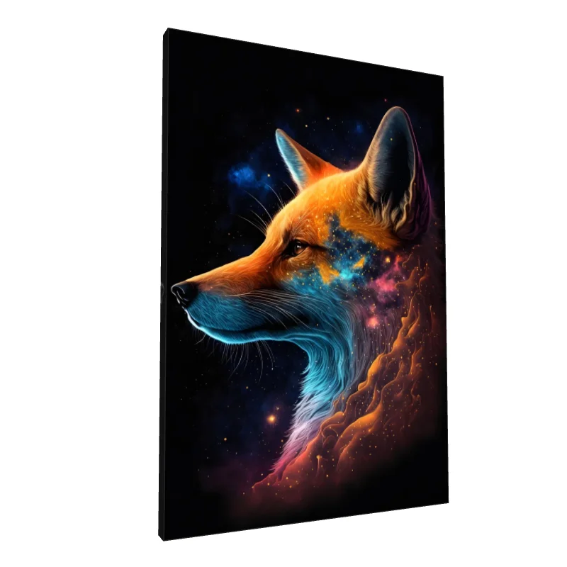 Tablou canvas: Portret Cosmic de Vulpe în Culori Vibrante - Image 1