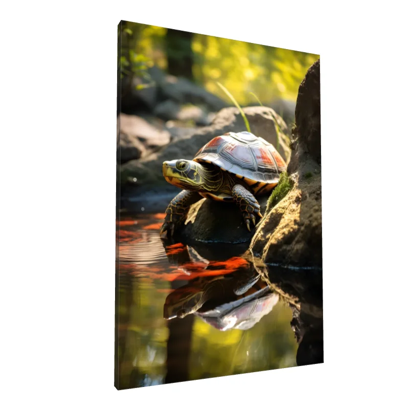 Tablou canvas: Broască Țestoasă pe Malul Pârâului - Image 1