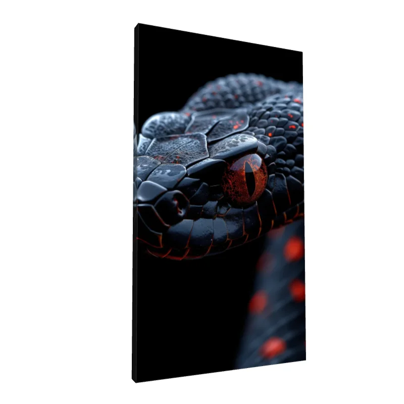 Tablou canvas: Privire de Șarpe cu Solzi Negru-Portocaliu