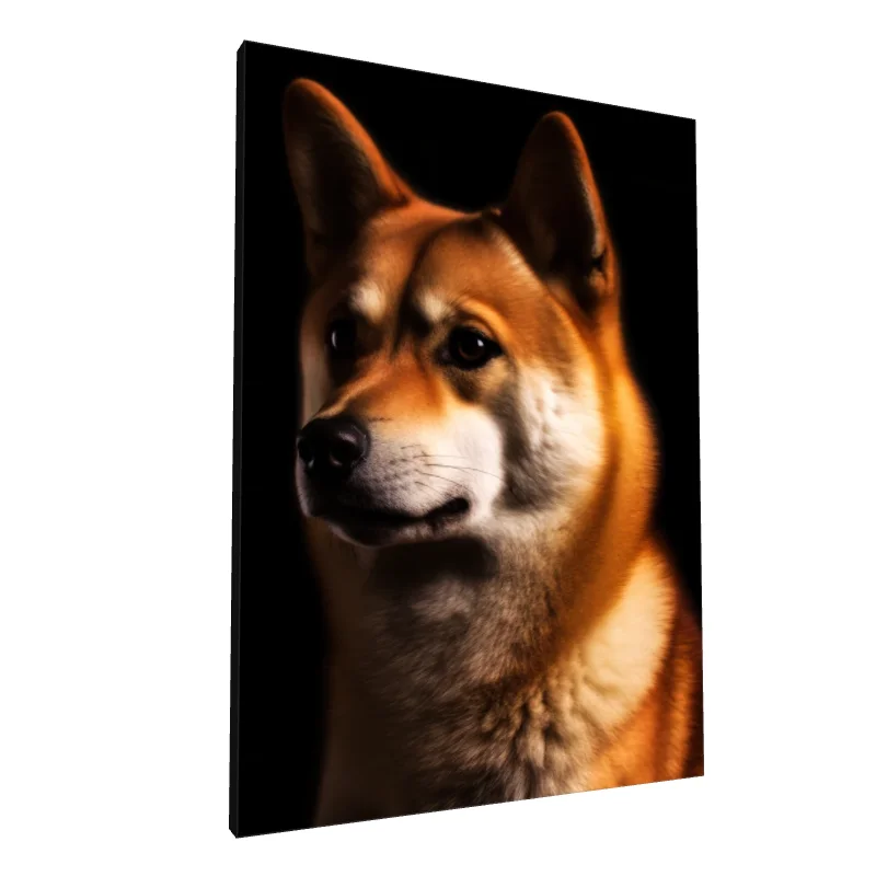 Tablou canvas: Portret Realist Câine pe Fundal Negru - Image 1