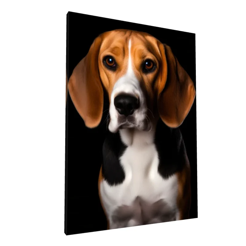 Tablou canvas: Portret Realist de Beagle pe Fundal Negru - Image 1