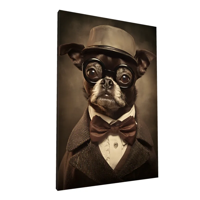 Tablou canvas: Câine Elegant cu Ochelari și Pălărie - Image 1