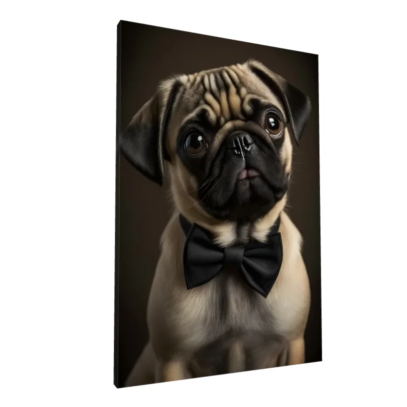Tablou canvas: Portret de Mops cu Papion Elegant - Image 1
