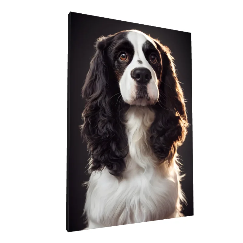 Tablou canvas: Portret Realist Spaniel în Contrast Alb-Negru