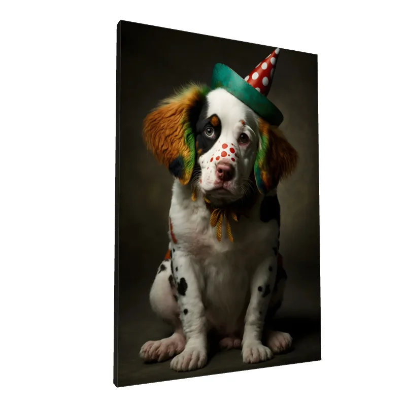 Tablou canvas: Cățeluș Clovn cu Pălărie Polka - Image 1