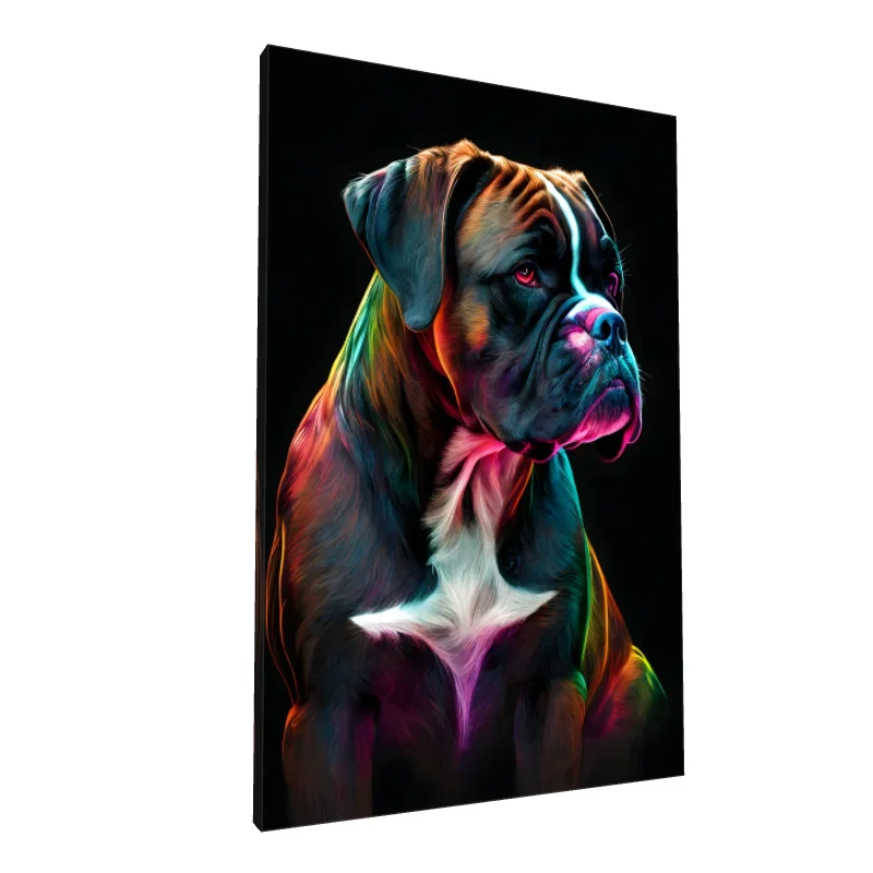 Tablou canvas: Portret Boxer în Culori Neon - Image 1
