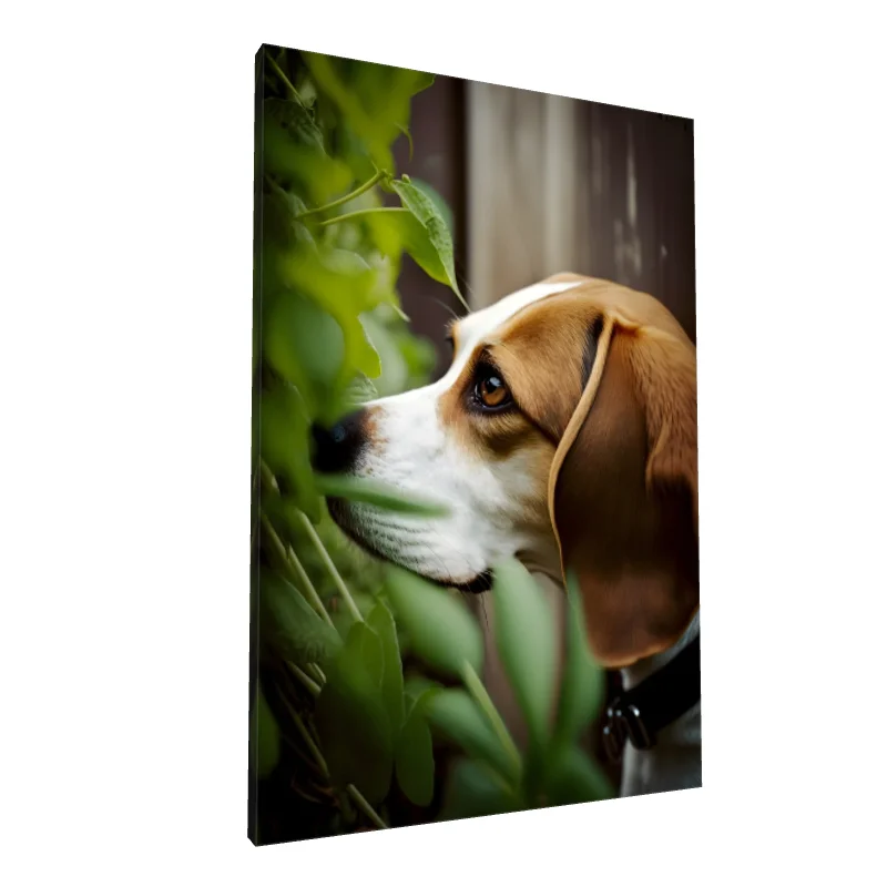 Tablou canvas: Portret Realist de Beagle în Grădină - Image 1