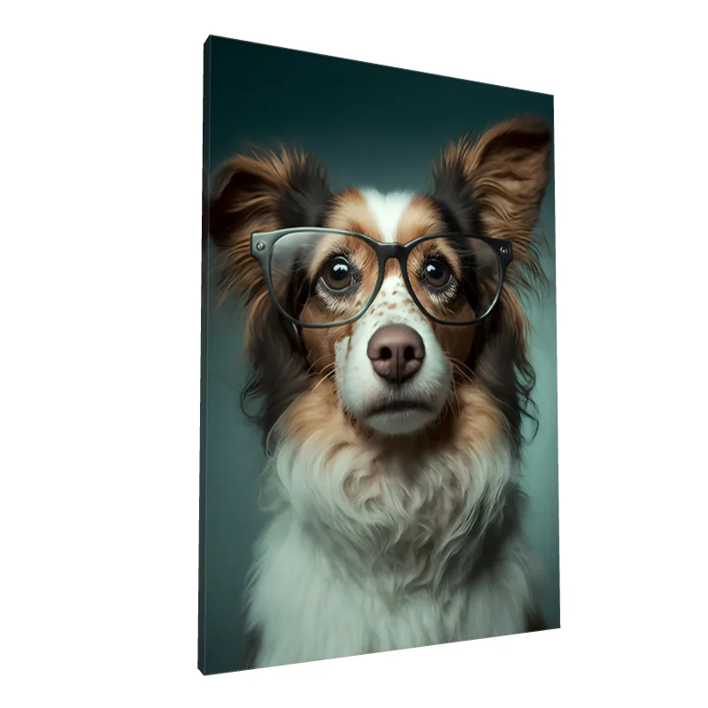 Tablou canvas: Câine cu Ochelari în Stil Realist