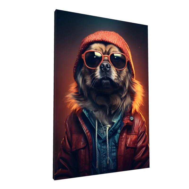Tablou canvas: Câine Cu Stil în Jachetă și Ochelari