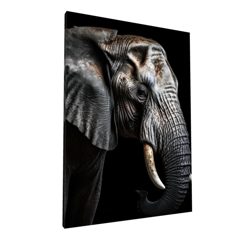 Tablou canvas: Portret Realist de Elefant pe Fundal Negru