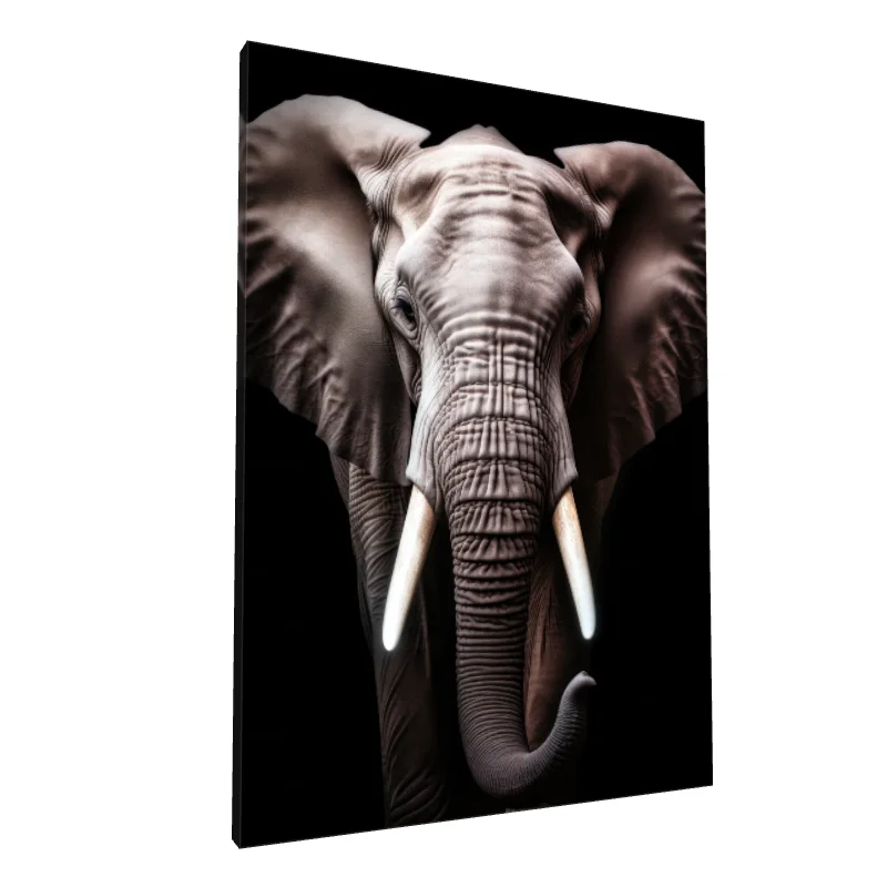 Tablou canvas: Portret Realist de Elefant în Contrast Puternic - Image 1