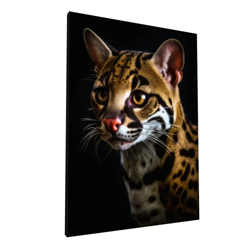 Tablou canvas: Portret Realist de Ocelot pe Fundal Negru