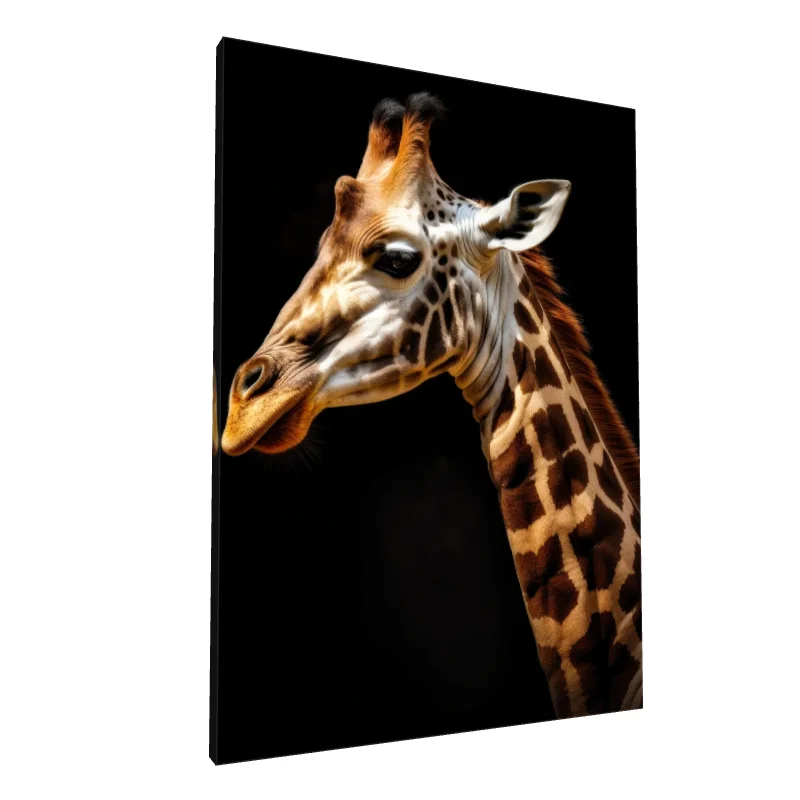 Tablou canvas: Portret Girafă pe Fundal Negru (2)