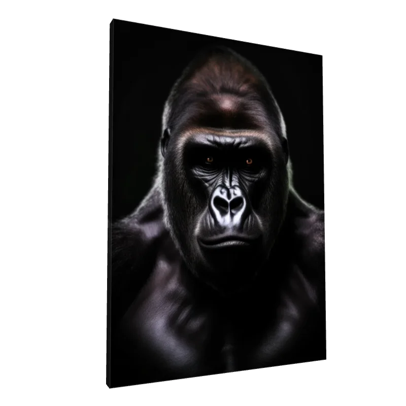 Tablou canvas: Portret Realist de Gorilă pe Fundal Negru - Image 1