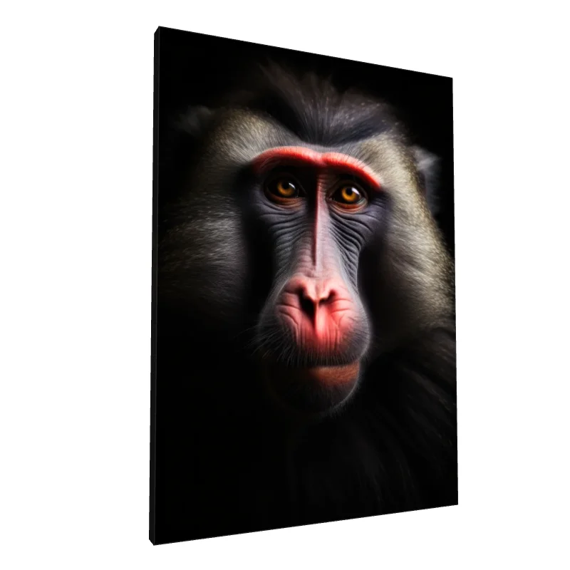 Tablou canvas: Portret Mandril în Contrast Întunecat - Image 1