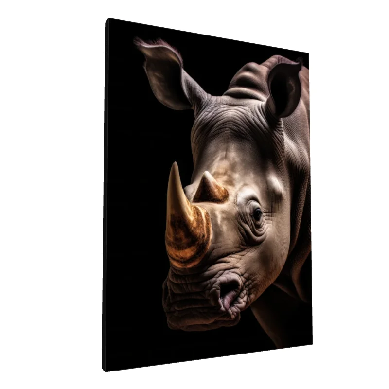 Tablou canvas: Portret Realist de Rinocer pe Fundal Negru