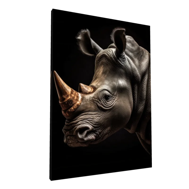 Tablou canvas: Portret Realist Rinocer în Tonuri Naturale - Image 1