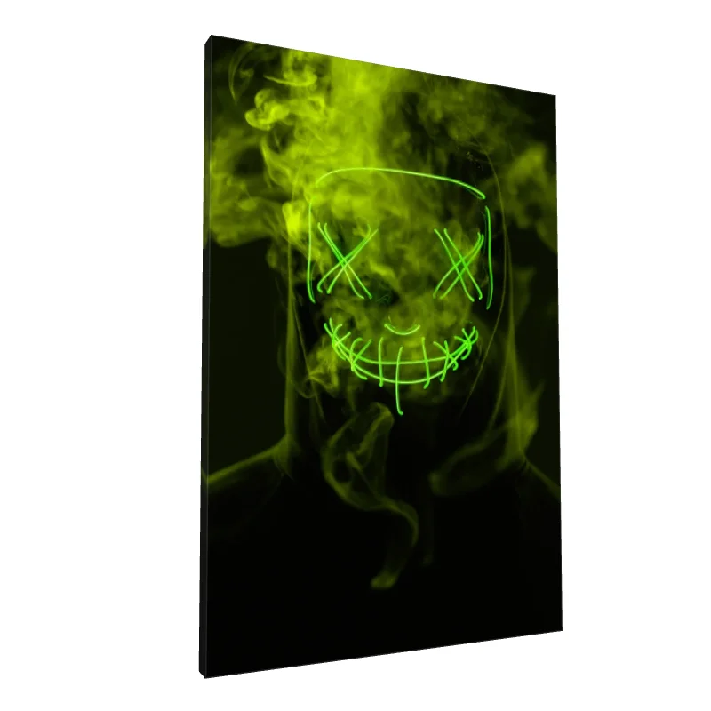 Tablou canvas: Masca Neon și Fum Verde