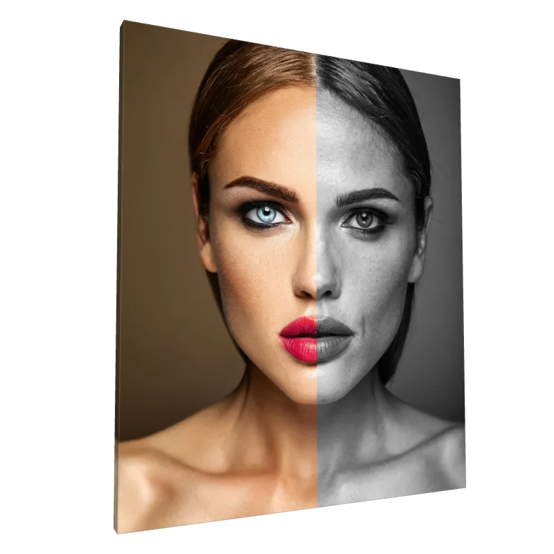 Tablou canvas: Portret Dual în Culoare și Monocrom