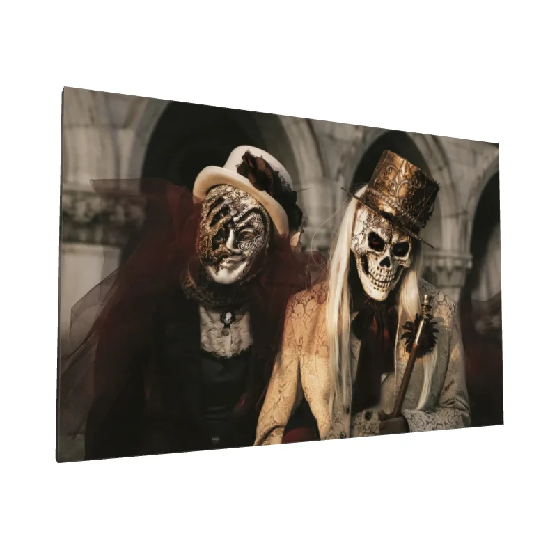Tablou canvas: Măști Venețiene Baroc în Lumina Apusului