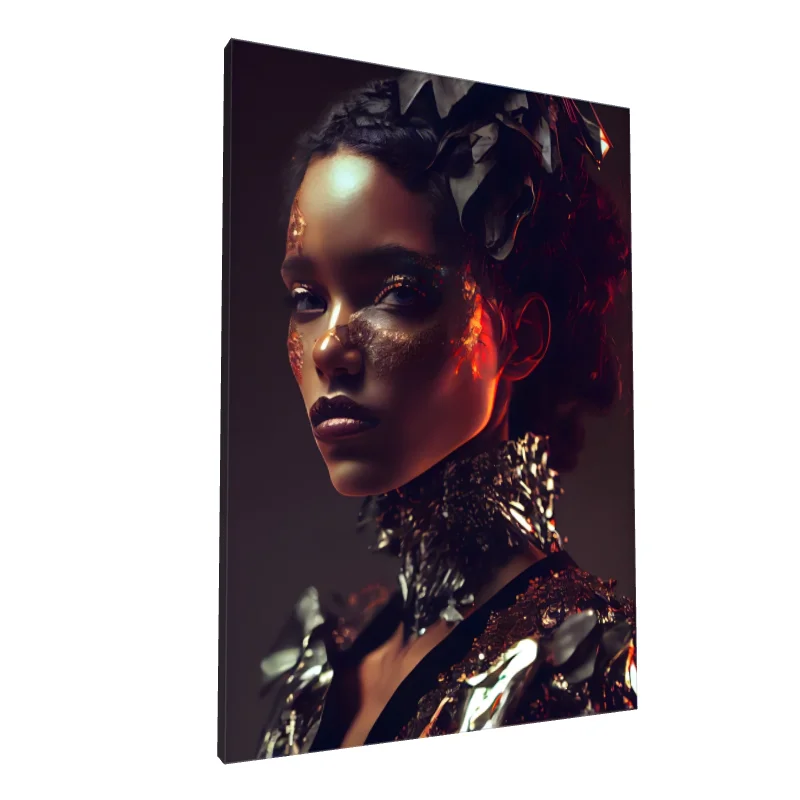 Tablou canvas: Portret Artistic cu Accente Metalice