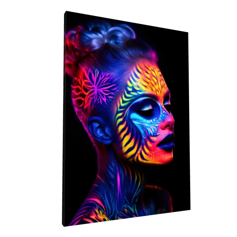 Tablou canvas: Portret Neon cu Machiaj Artistic - Image 1
