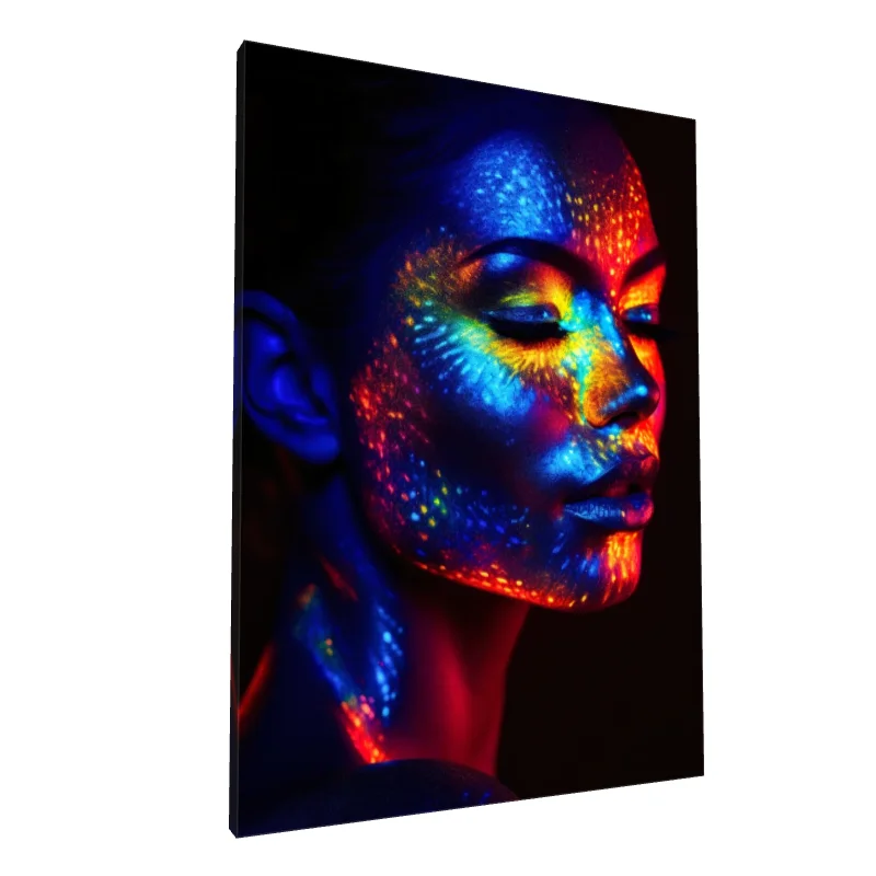 Tablou canvas: Portret în Lumină Neon Multicolor - Image 1