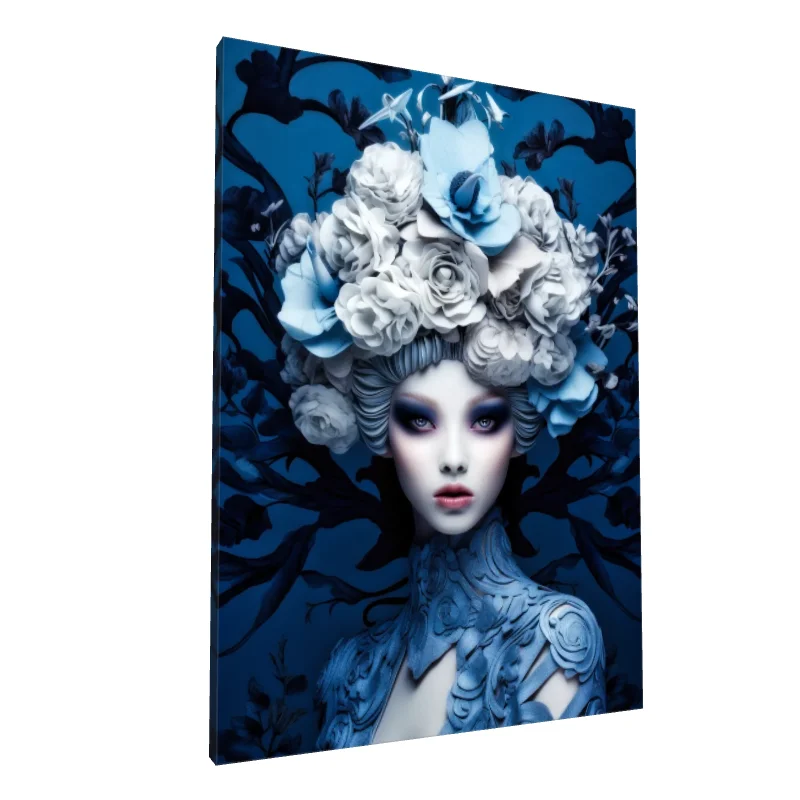 Tablou canvas: Portret Floral în Tonuri de Albastru
