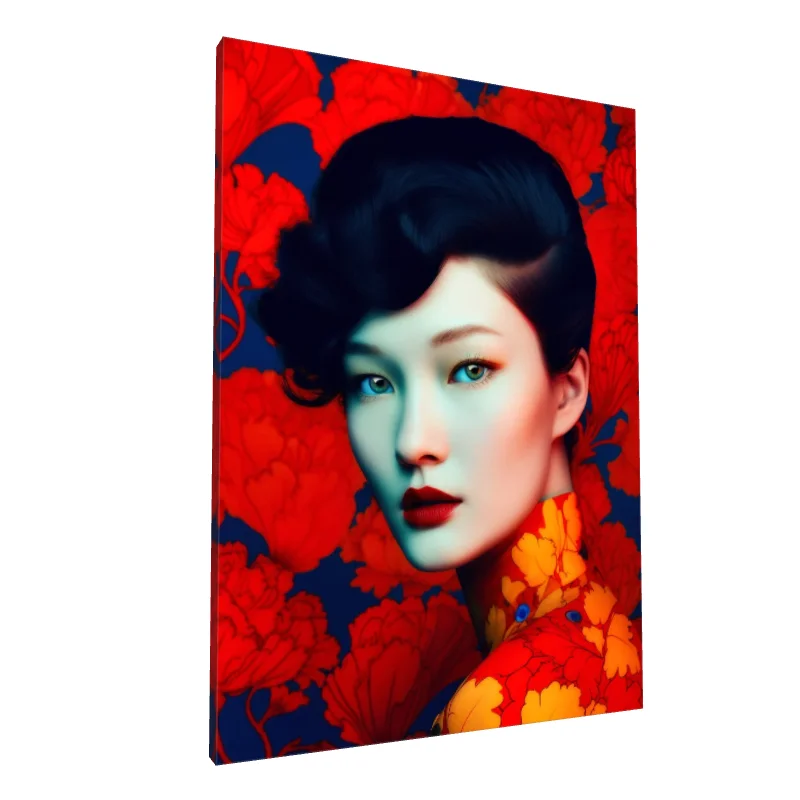Tablou canvas: Portret Asiatic în Tonuri Vibrante