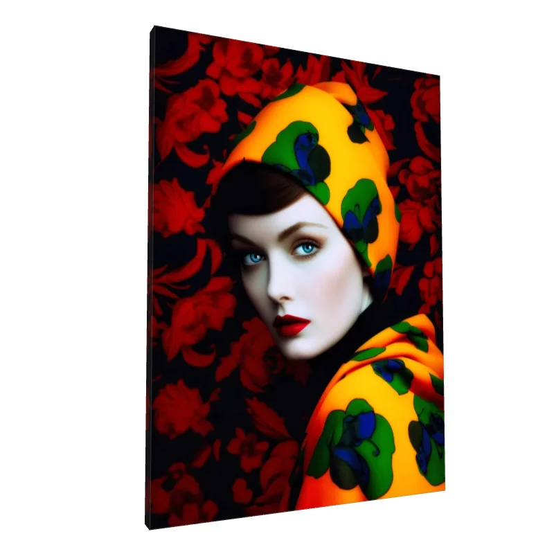 Tablou canvas: Portret Asiatic cu Accente Florale - Image 1