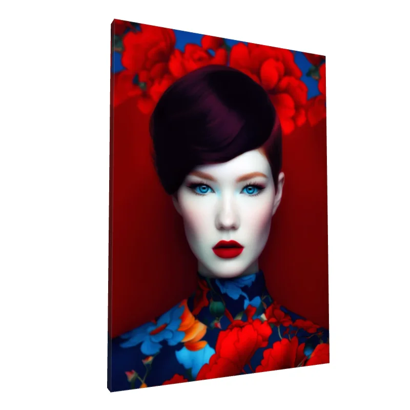 Tablou canvas: Portret Asiatic cu Fundal Floral (2)