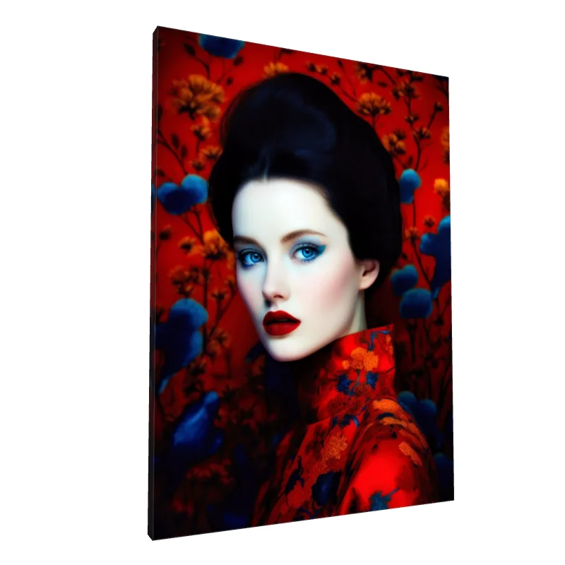 Tablou canvas: Portret Oriental cu Fundal Floral