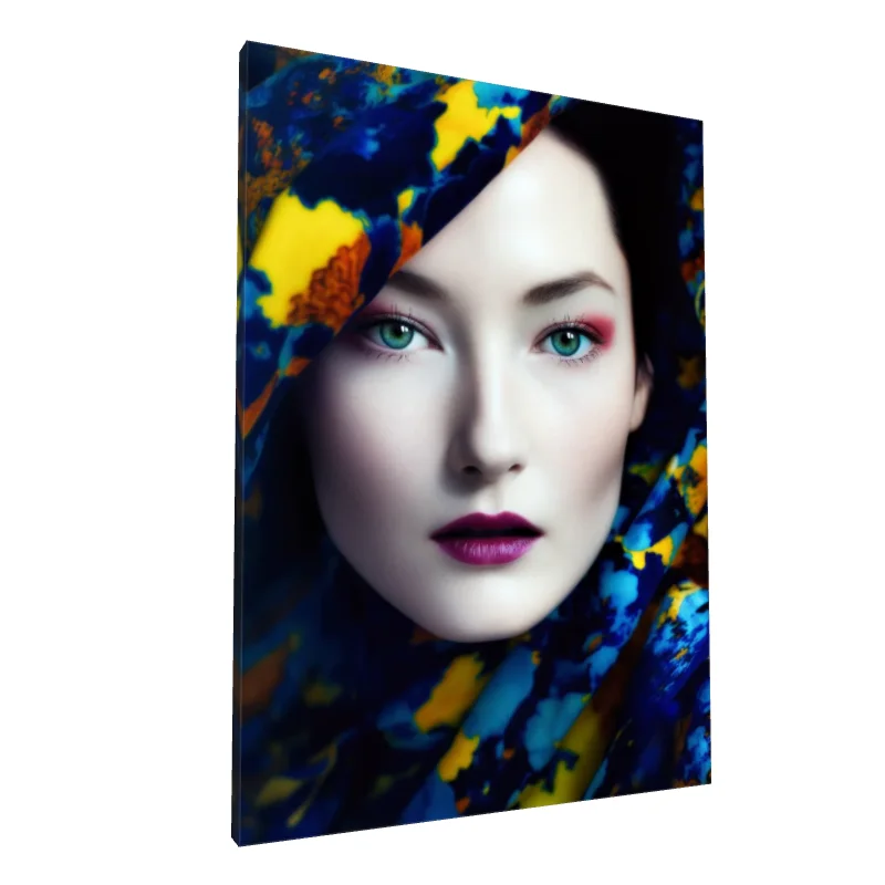 Tablou canvas: Portret Asiatic cu Elemente Florale