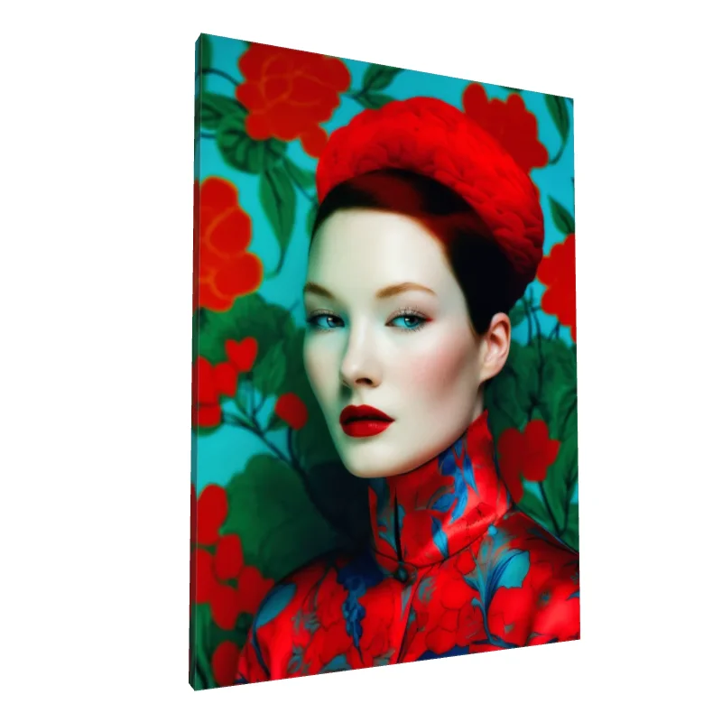 Tablou canvas: Portret Oriental cu Motive Florale