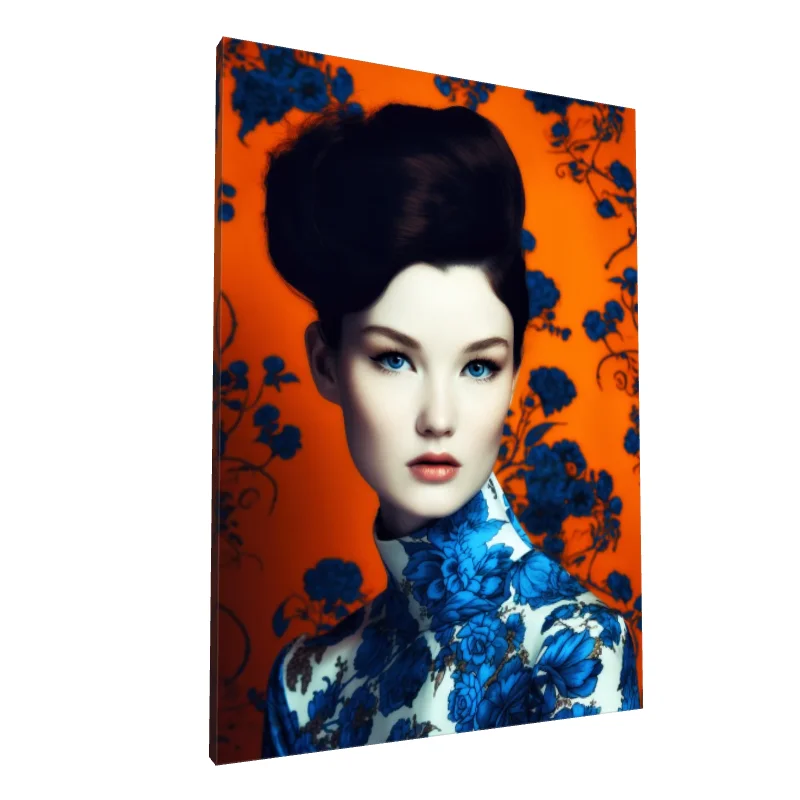 Tablou canvas: Portret Asiatic cu Motive Florale