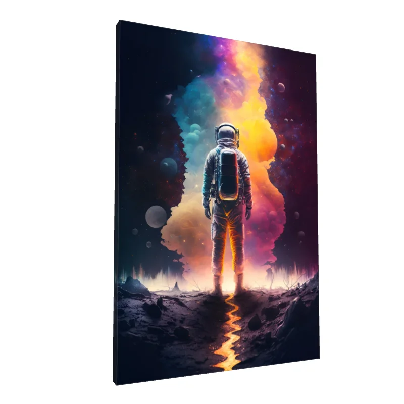 Tablou canvas: Astronaut în Peisaj Cosmic Multicolor