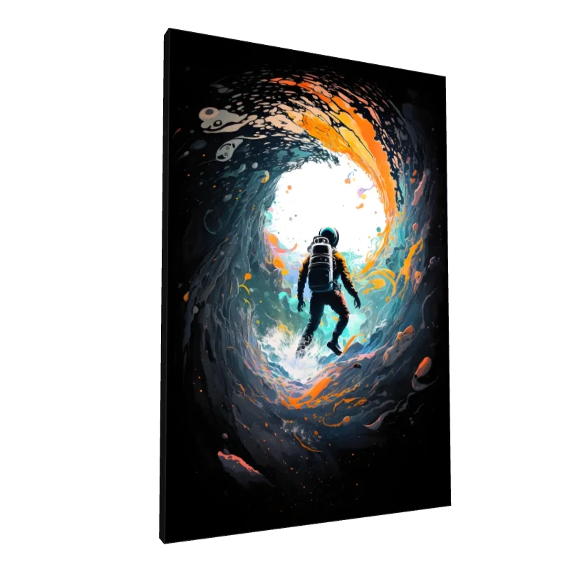 Tablou canvas: Explorator Spațial în Vortex de Culoare