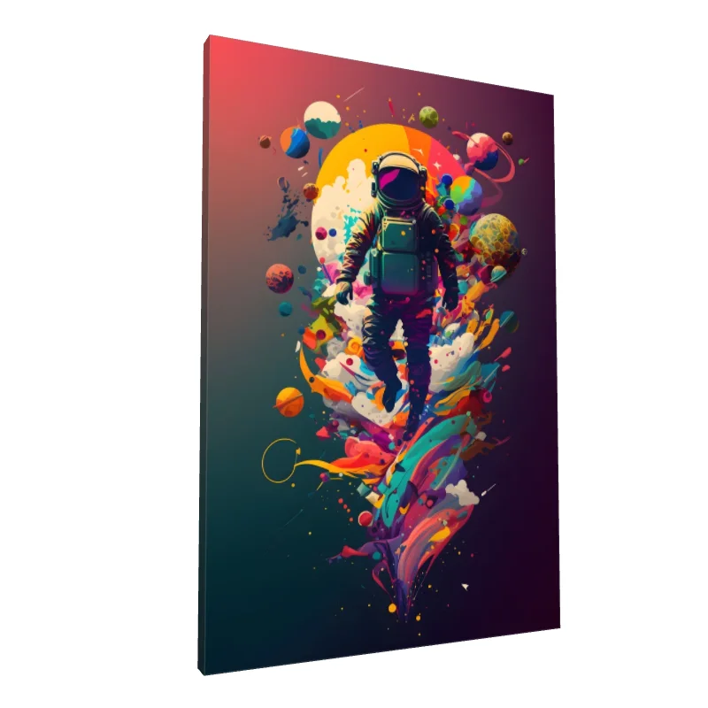 Tablou canvas: Astronaut Plutind în Univers Colorat