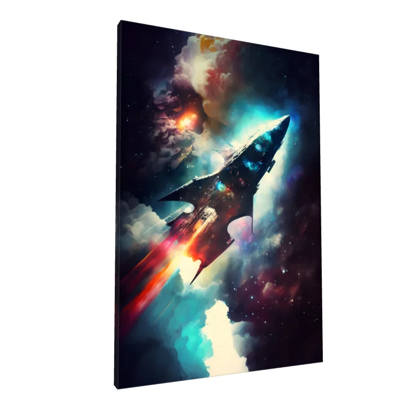 Tablou canvas: Navă Spațială în Viteză Prin Nebuloasă