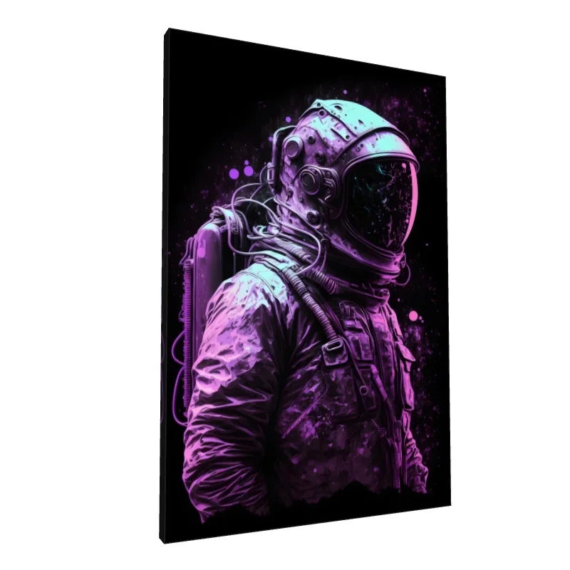 Tablou canvas: Astronaut în Tonuri Neon și Fundal Cosmic