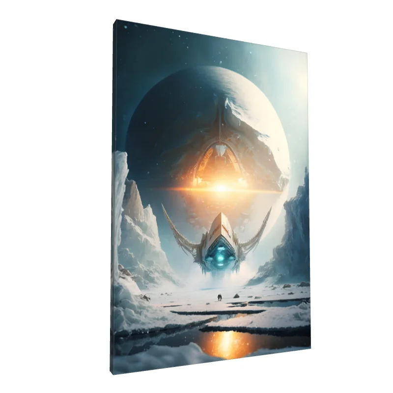 Tablou canvas: Navă Spațială și Peisaj Înghețat Cosmic