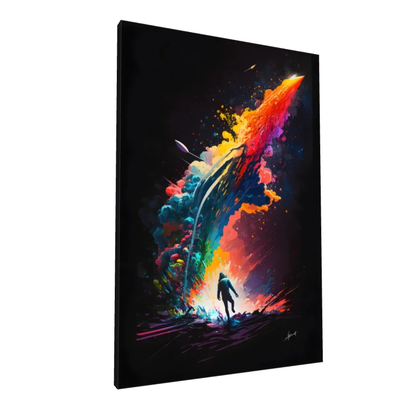 Tablou canvas: Astronaut Explorând O Rachetă Colorată - Image 1