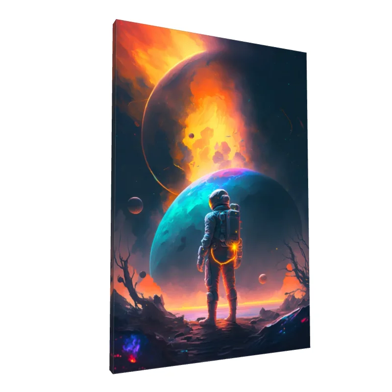 Tablou canvas: Astronaut Contemplând Planete Îndepărtate