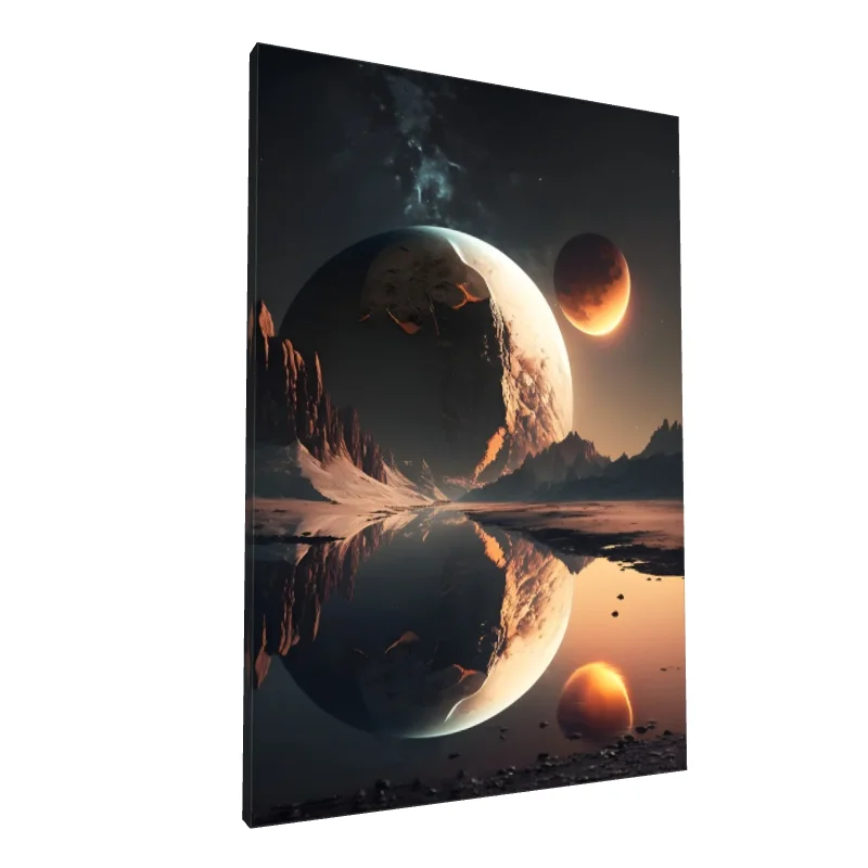 Tablou canvas: Peisaj Cosmic cu Planete Reflecții