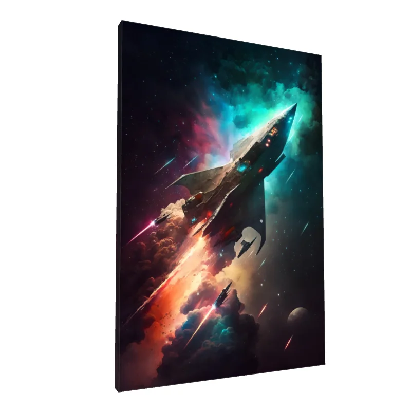 Tablou canvas: Navă Spațială în Zbor Prin Nebuloasă